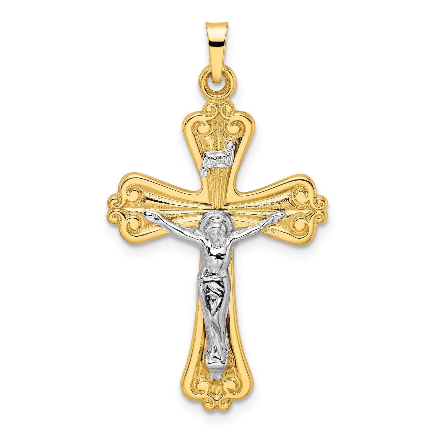 Solid Inri Curcifix Cross Pendant 14k Two-Tone Gold Polished XR1865, MPN: XR1865, 883957354057