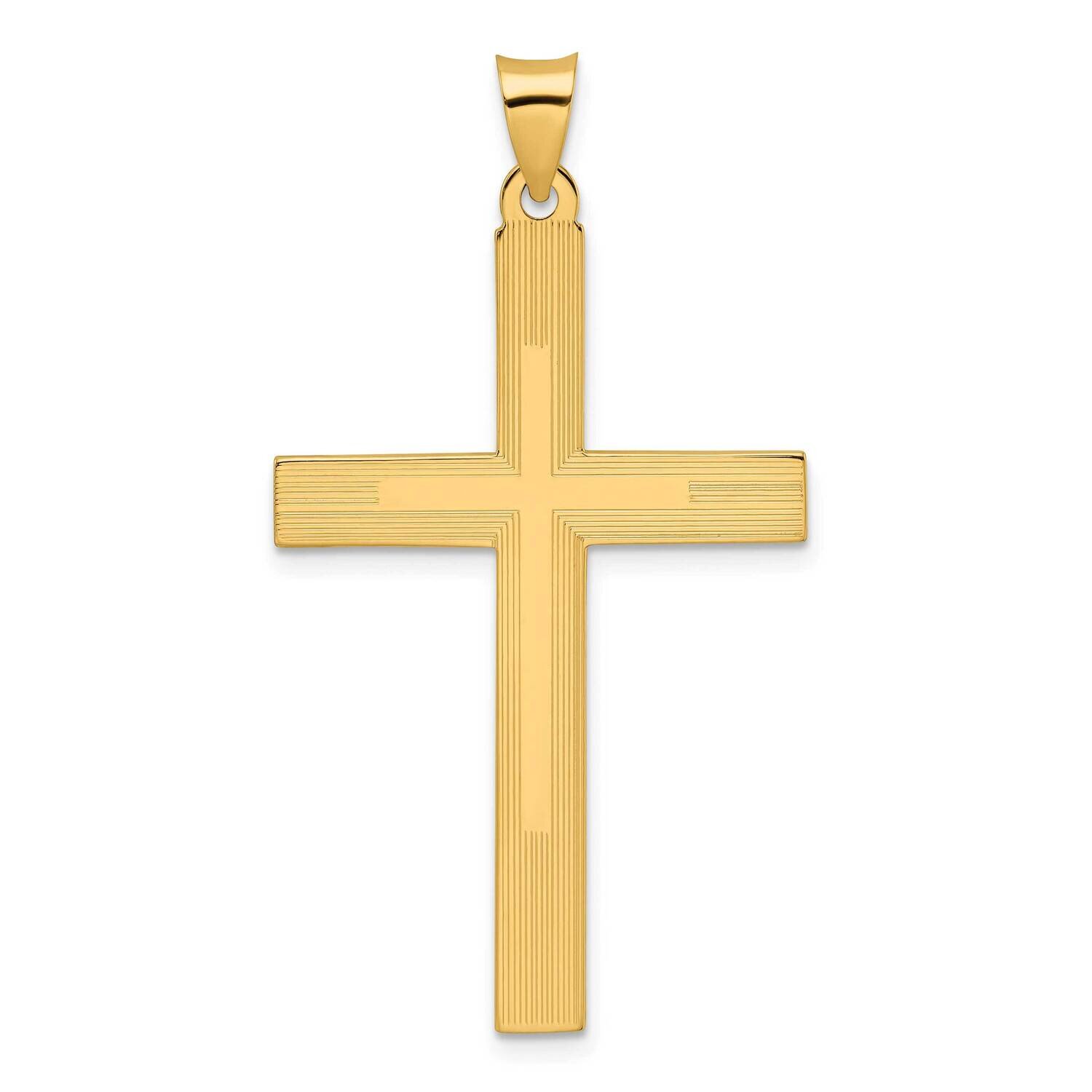 Line Design Solid Cross Pendant 14k Gold Polished XR1868
