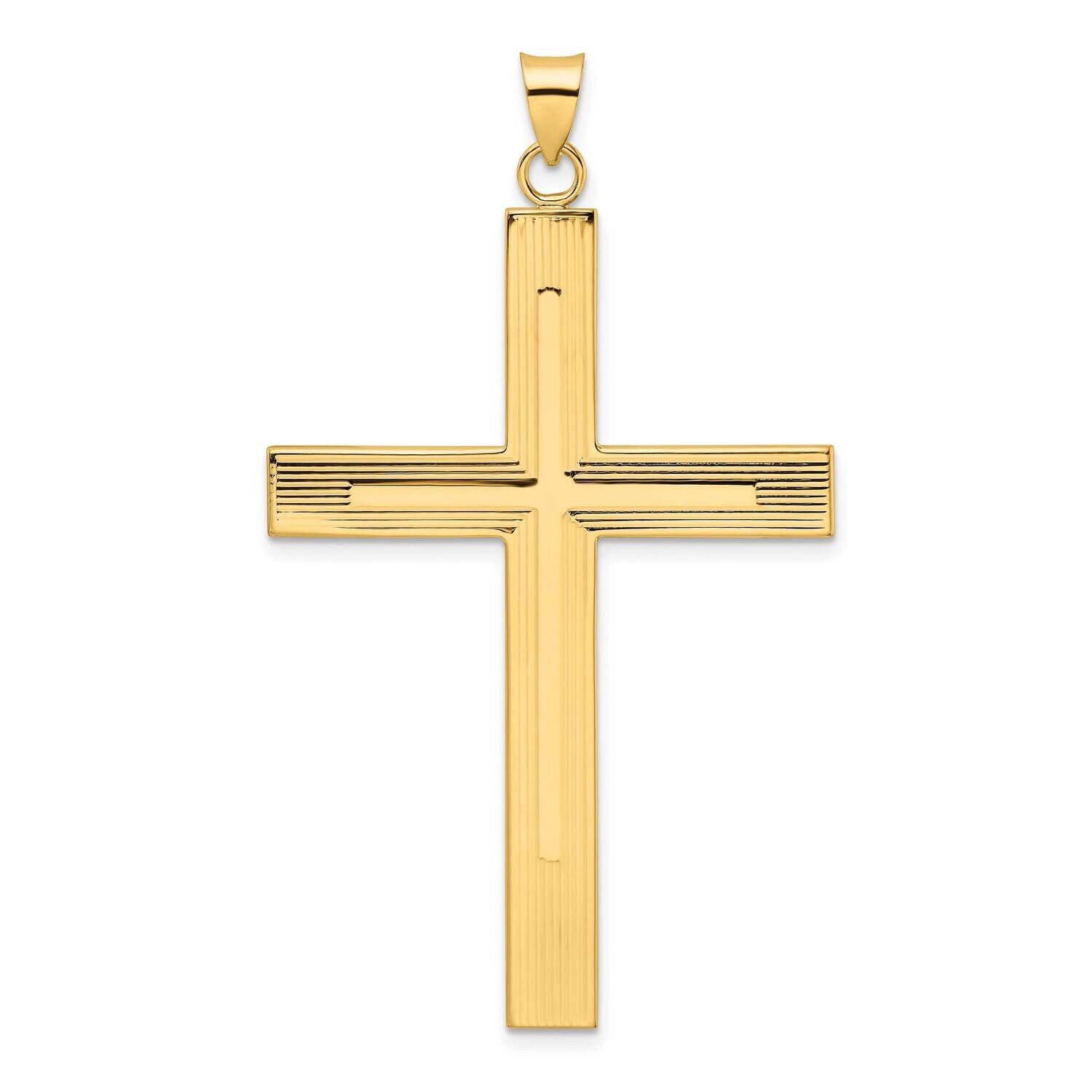 Line Design Solid Cross Pendant 14k Gold Polished XR1870, MPN: XR1870,