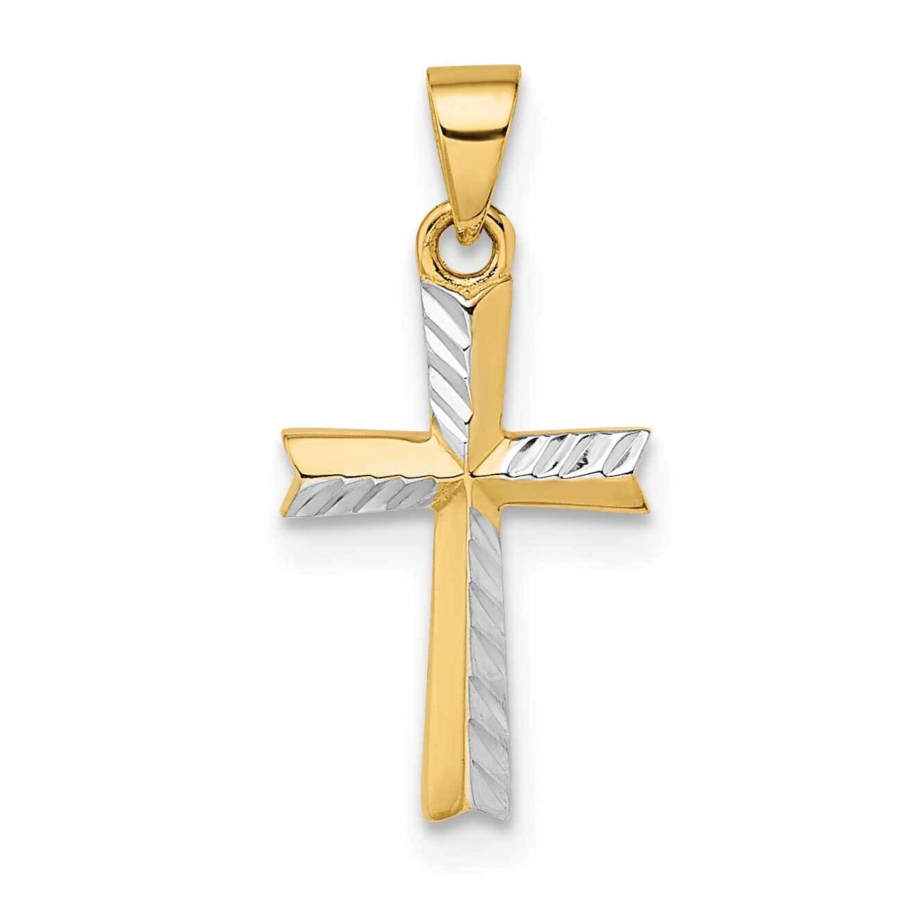 Rhodium Diamond-Cut Small Latin Cross Pendant 14k Gold XR1872, MPN: XR1872,