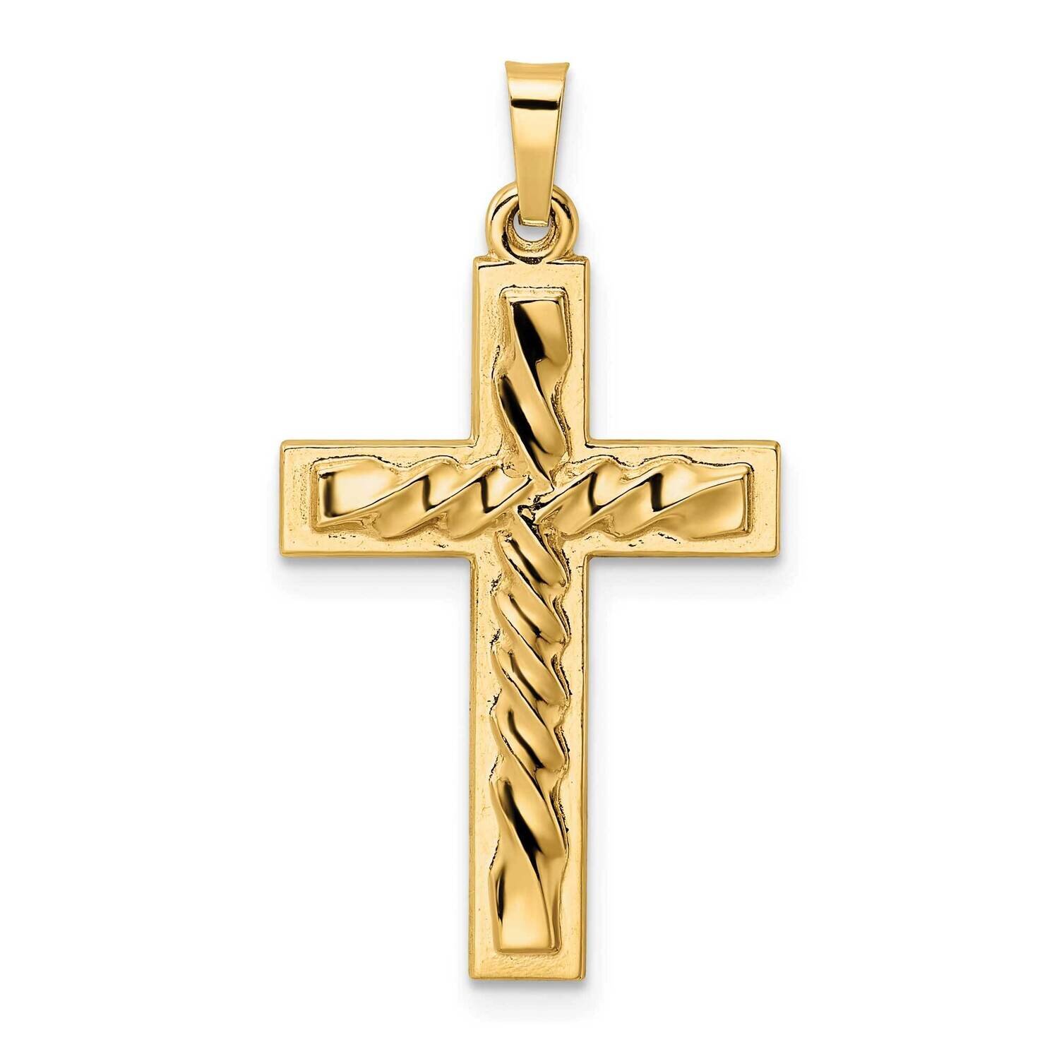 Twisted Hollow Cross Pendant 14k Gold Polished XR1874, MPN: XR1874, 196904094723