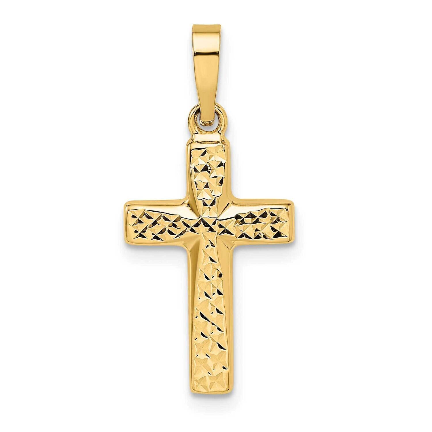 Diamond-Cut Reversible Puffed Cross Pendant 14k Gold Polished XR1876