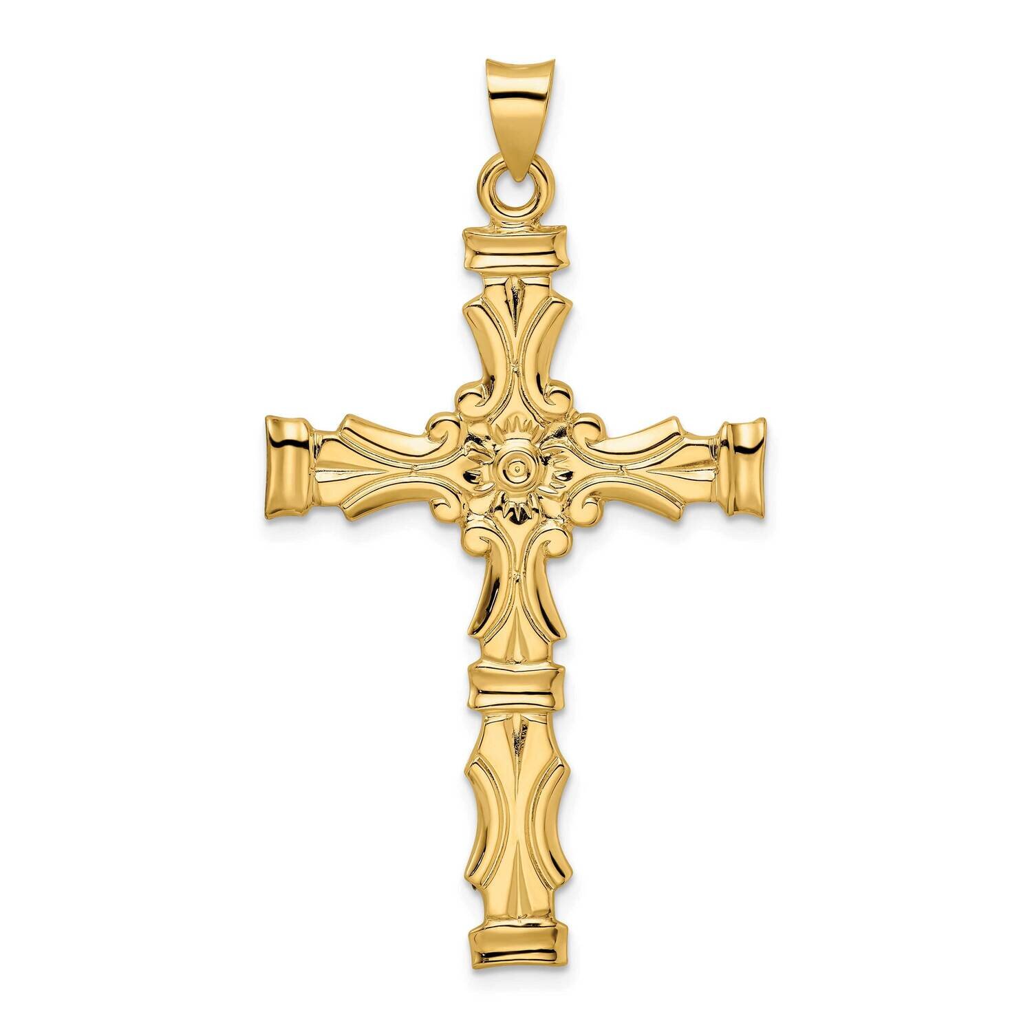 Solid Fancy Design Cross Pendant 14k Gold Polished XR1894, MPN: XR1894,