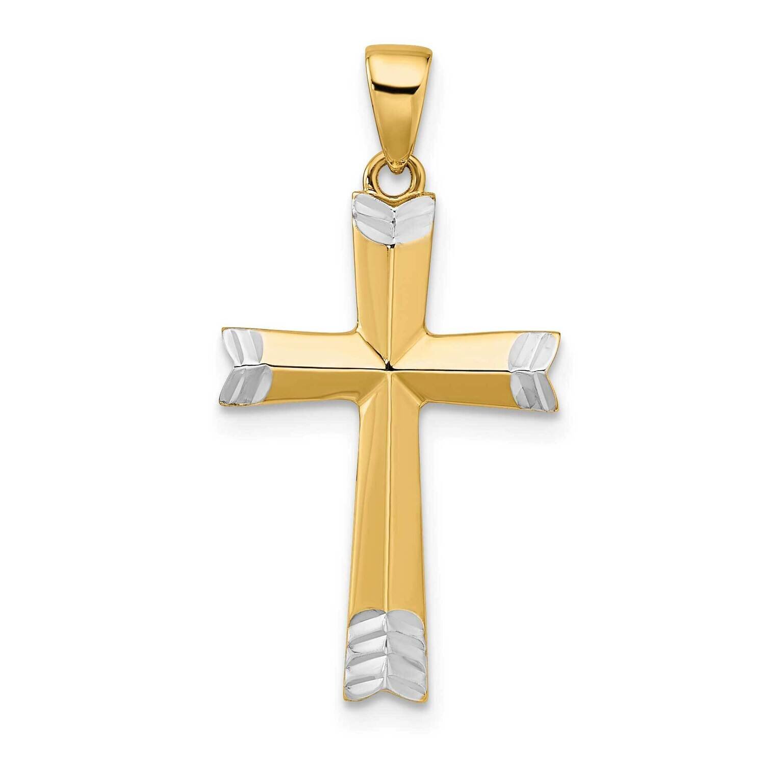 White Rhodium Polished Diamond-Cut Cross Pendant 14k Gold XR1906, MPN: XR1906,