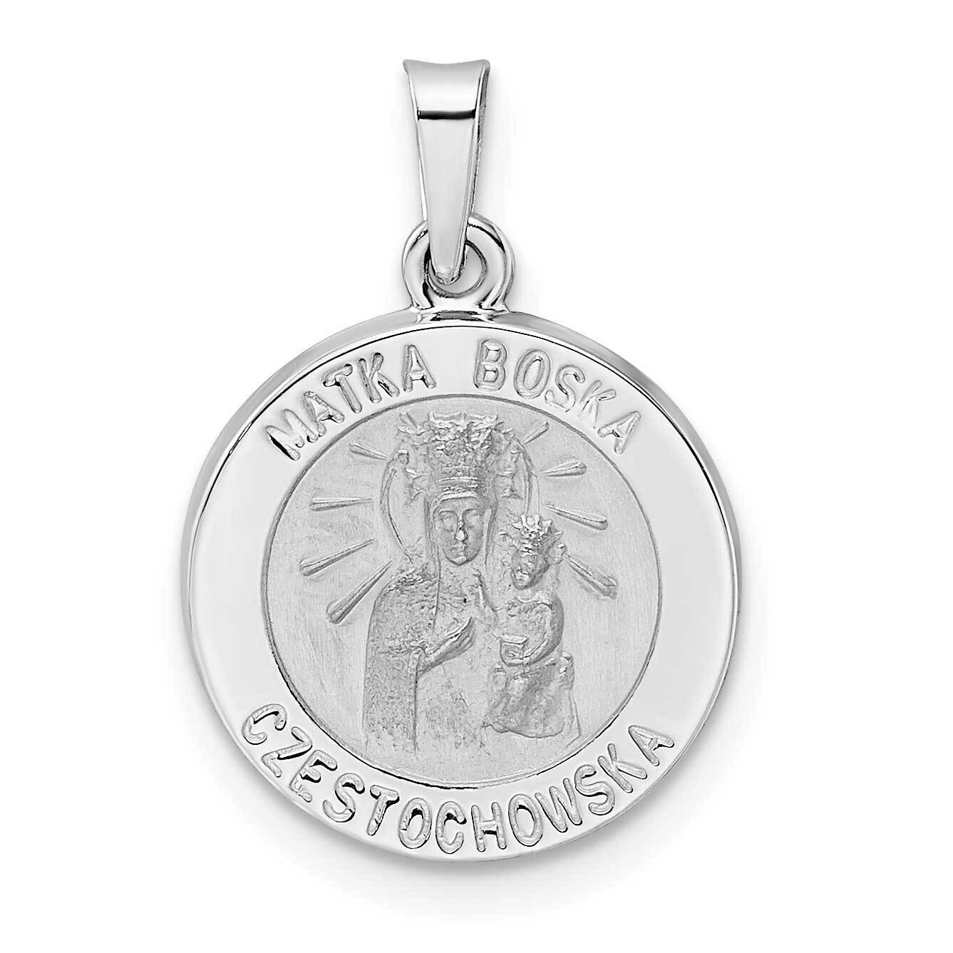 Satin Hollow Matka Boska Medal Pendant 14k White Gold Polished XR1909, MPN: XR1909,