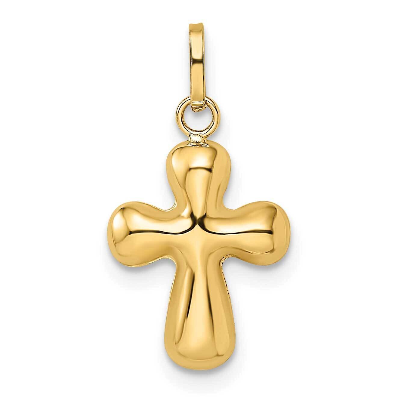 Puffed Cross Pendant 14k Gold Polished XR1914