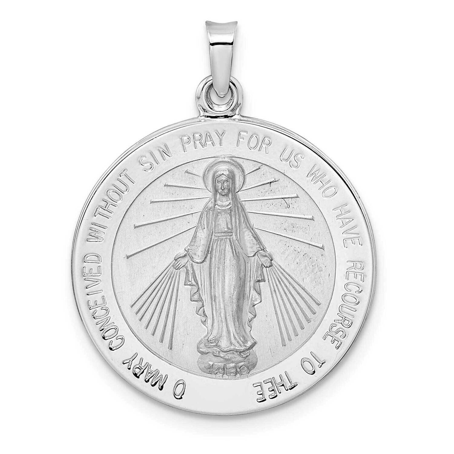 Miraculous Solid Medal Pendant 14k White Gold Polished XR1915, MPN: XR1915,