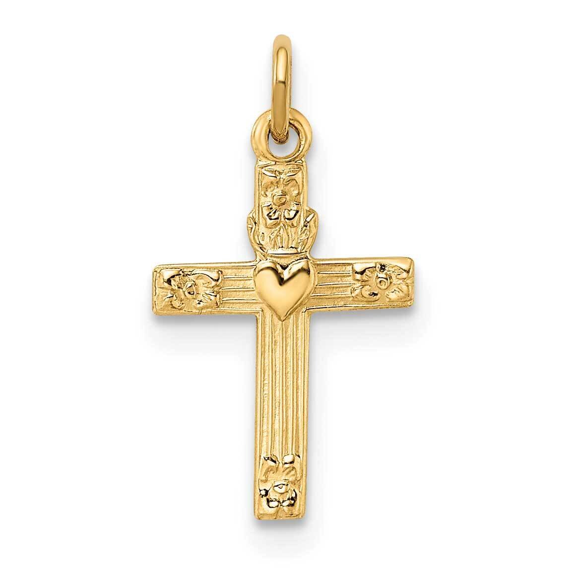 Solid Heart Cross Pendant 14k Gold Polished XR1916, MPN: XR1916,