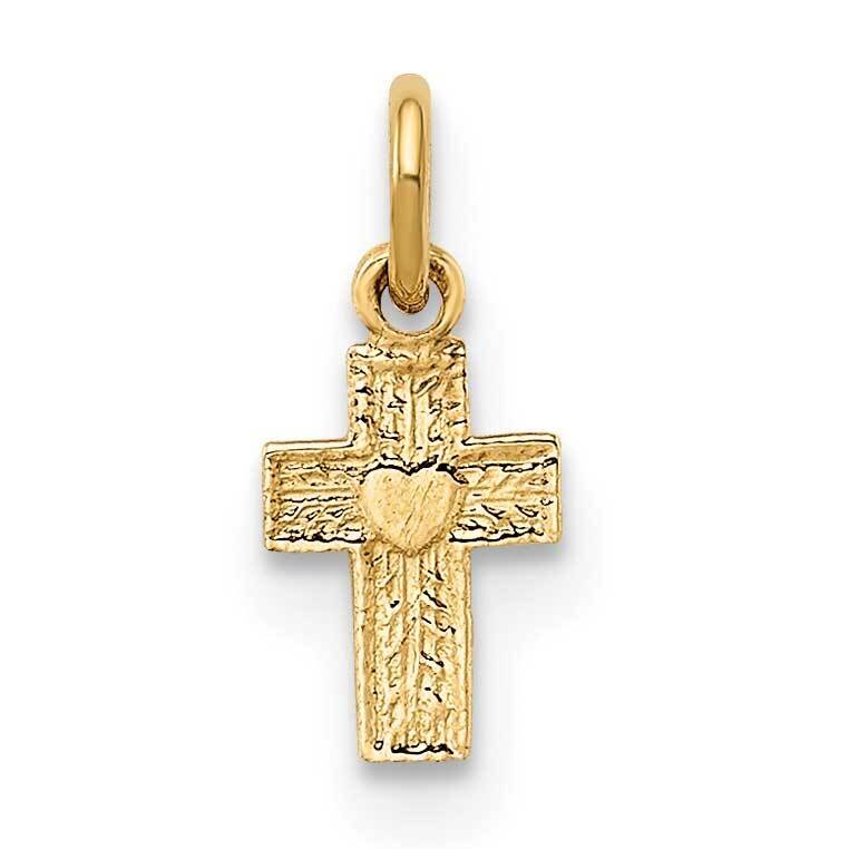 Solid Tiny Heart Cross Pendant 14k Gold Polished XR1918