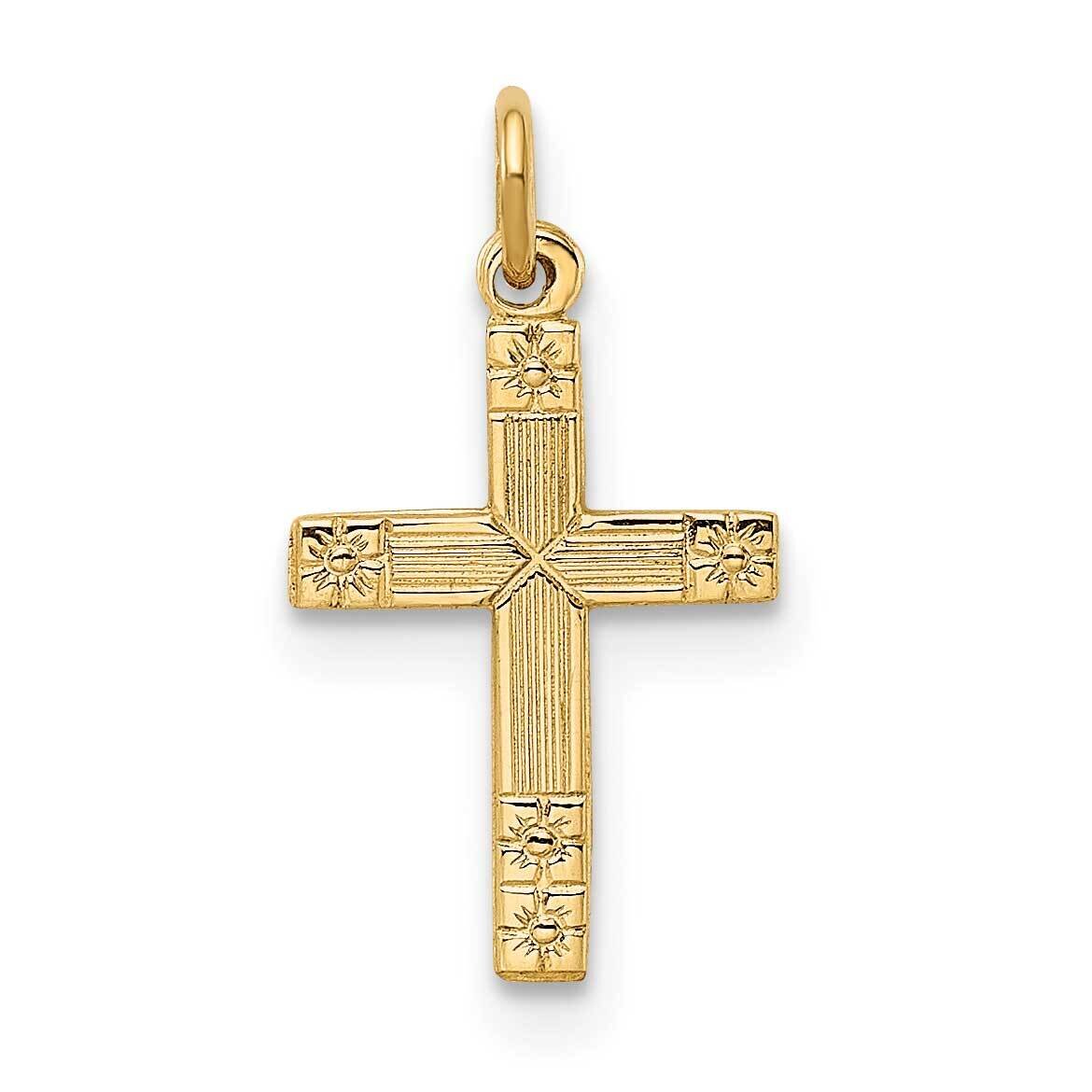 Textured Solid Cross Pendant 14k Gold Polished XR1920