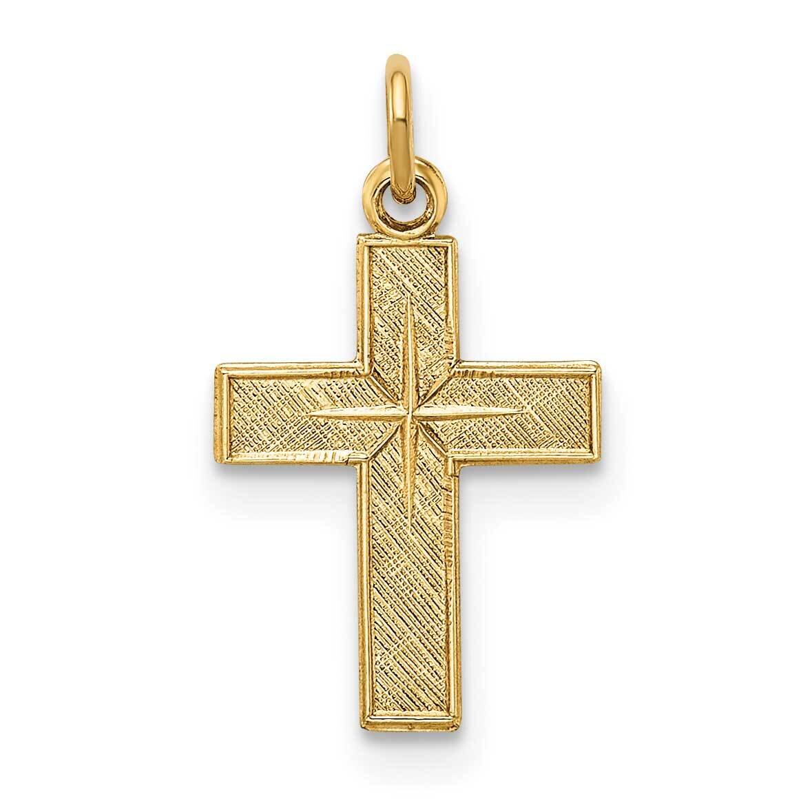 Textured Solid Star Cross Pendant 14k Gold Polished XR1922