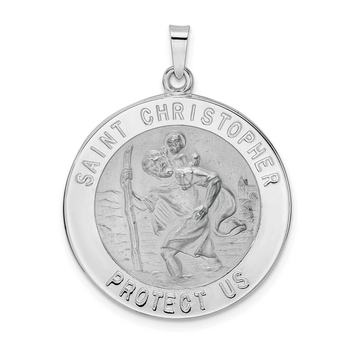 Saint Christopher Solid Medal Pendant 14k White Gold Polished XR1927, MPN: XR1927, 196904169865