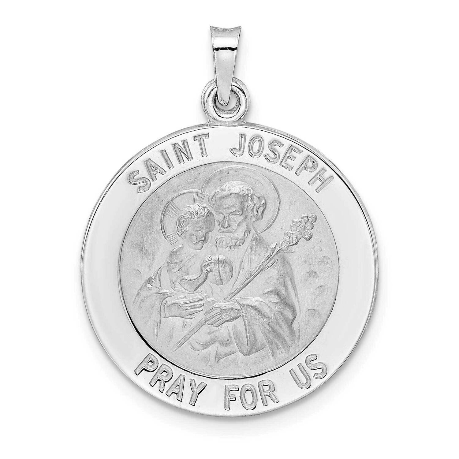 Saint Joseph Solid Medal Pendant 14k White Gold Polished XR1931, MPN: XR1931, 196904169858
