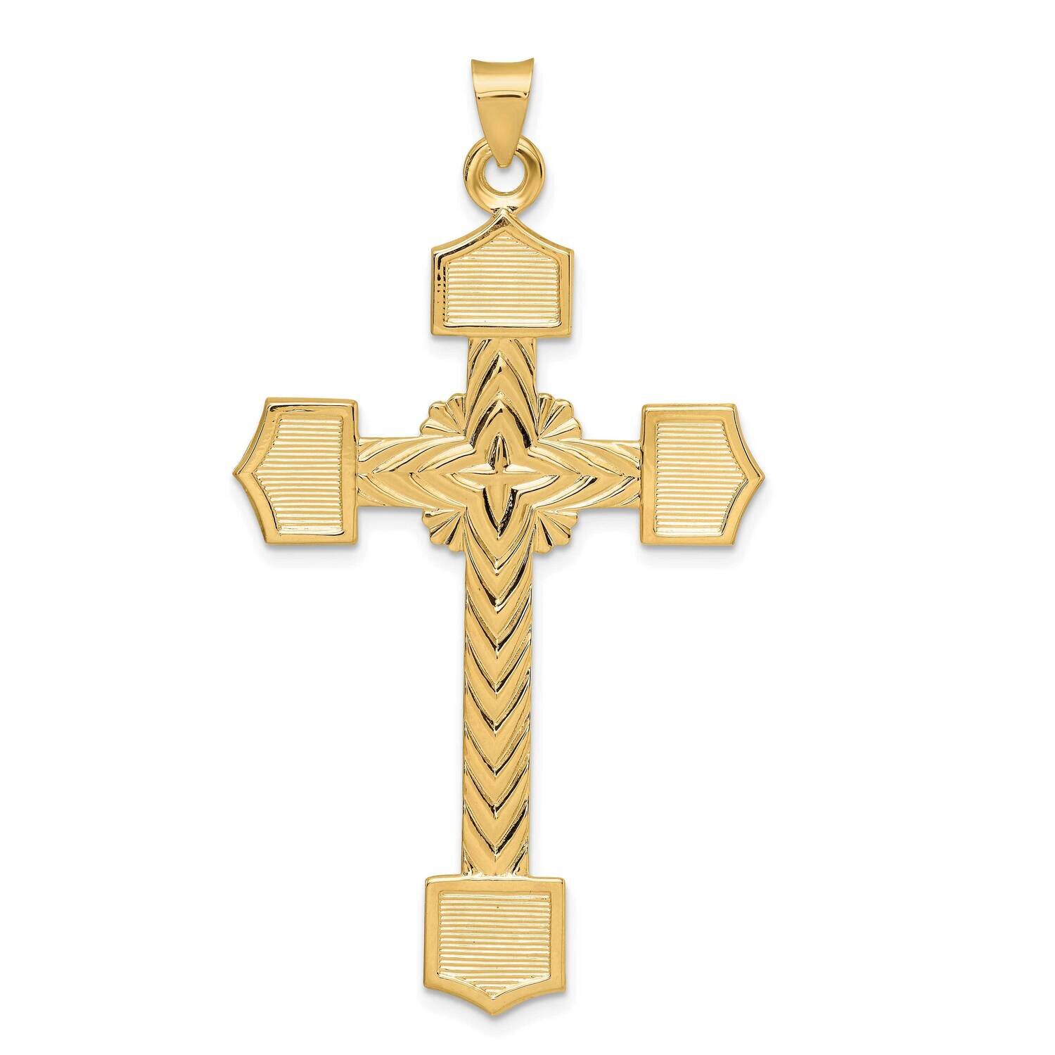Solid Fancy Design Cross Pendant 14k Gold Polished XR1932, MPN: XR1932,
