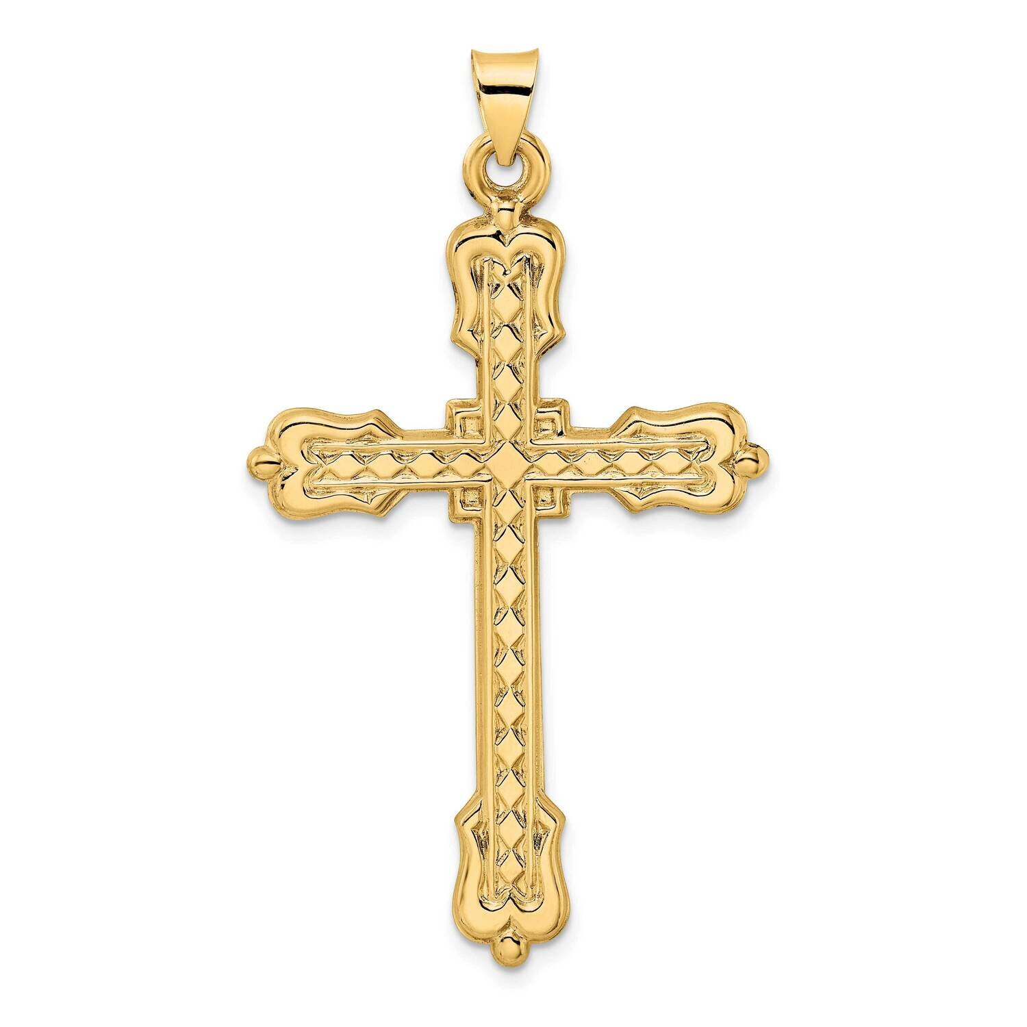 Diamond Pattern Hollow Cross Pendant 14k Gold Polished XR1936, MPN: XR1936,