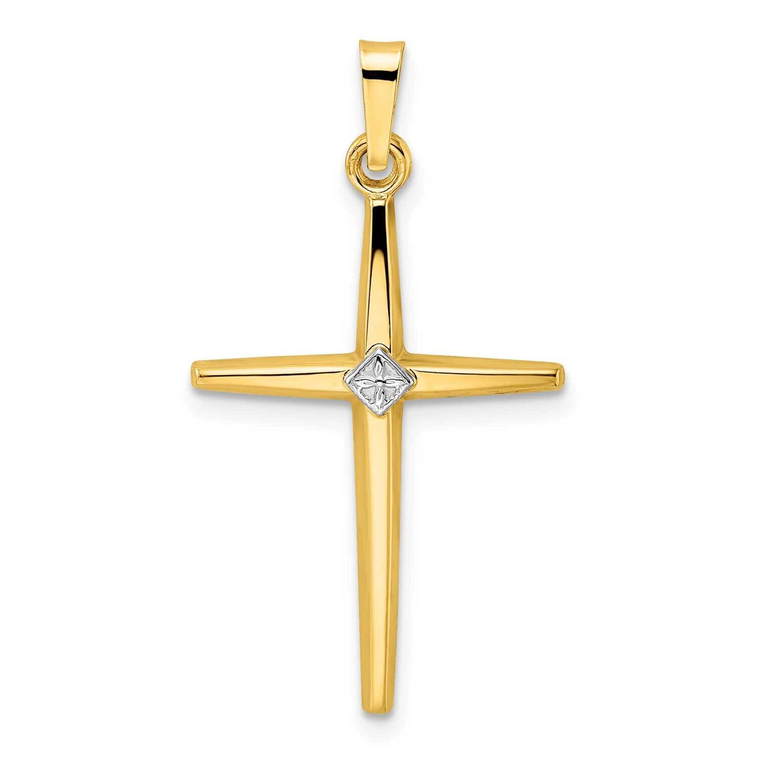 Solid Diamond Shape Center Cross Pendant 14k Two-Tone Gold Polished XR1964, MPN: XR1964,