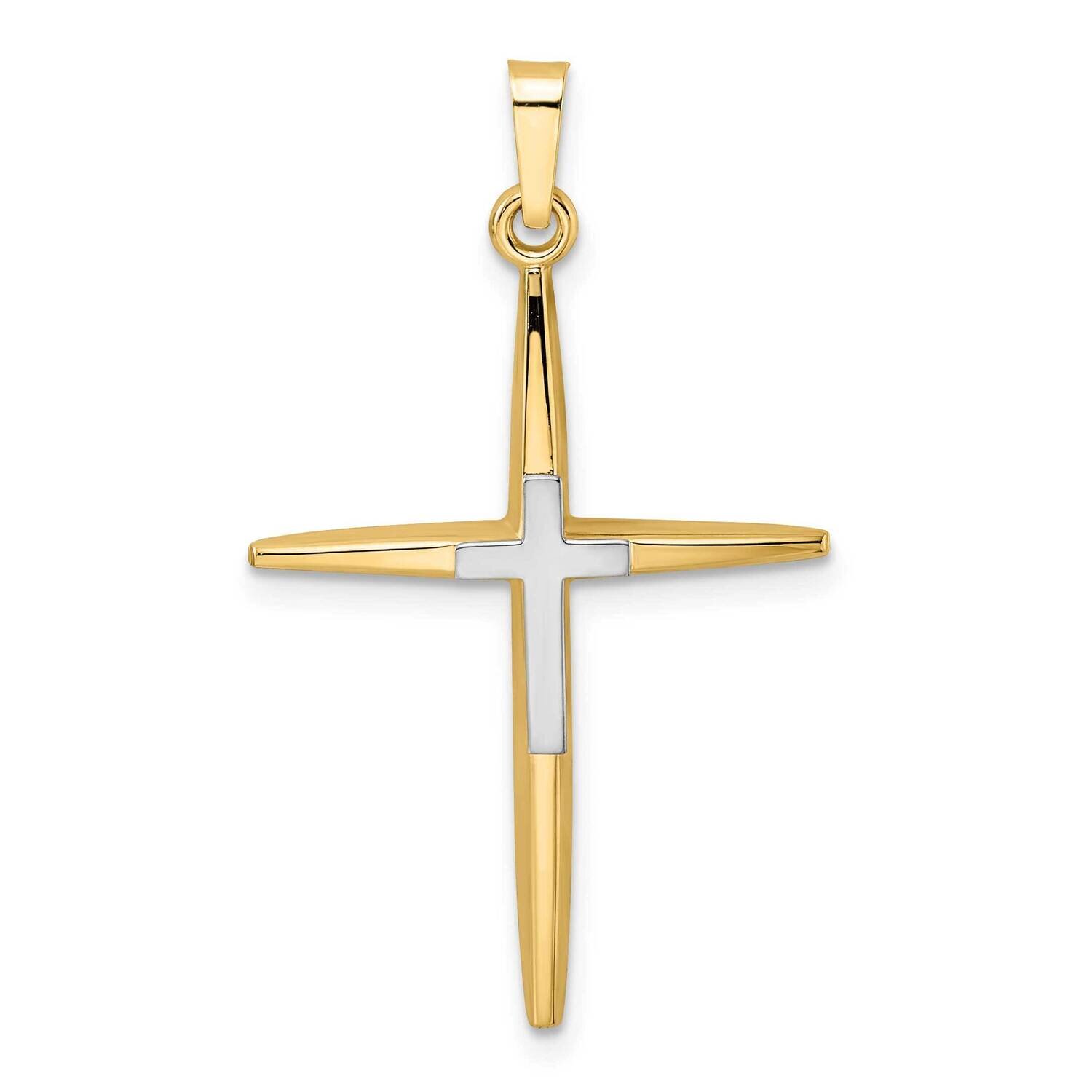Solid Double Cross Pendant 14k Two-Tone Gold Polished XR1972, MPN: XR1972,