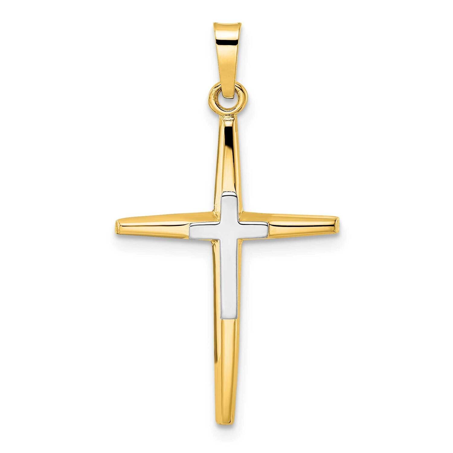 Solid Double Cross Pendant 14k Two-Tone Gold Polished XR1974, MPN: XR1974, 196904094563