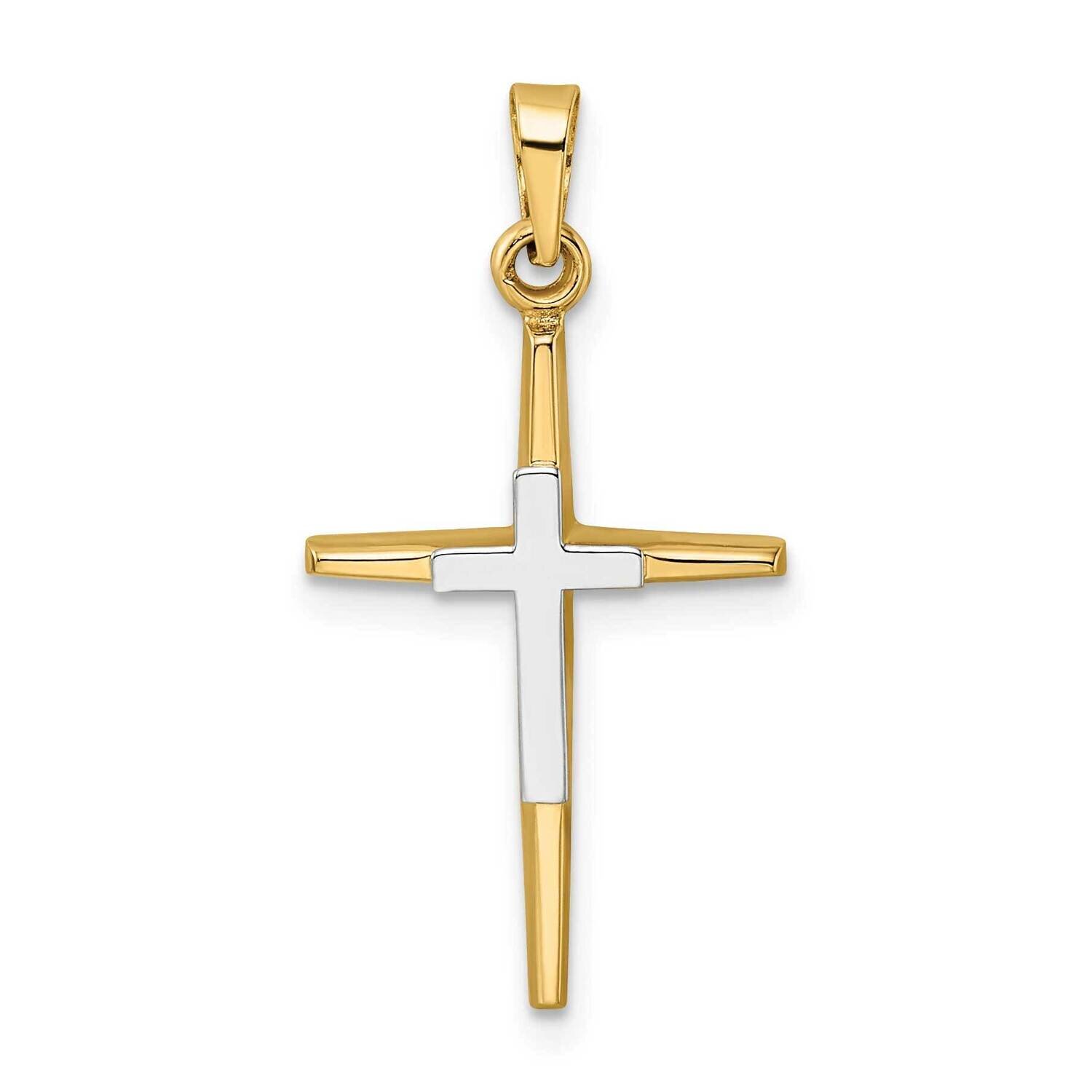 Solid Double Cross Pendant 14k Two-Tone Gold Polished XR1976