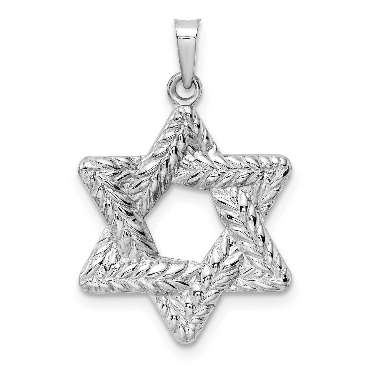 Textured Solid Star of David Pendant 14k White Gold Polished XR1979