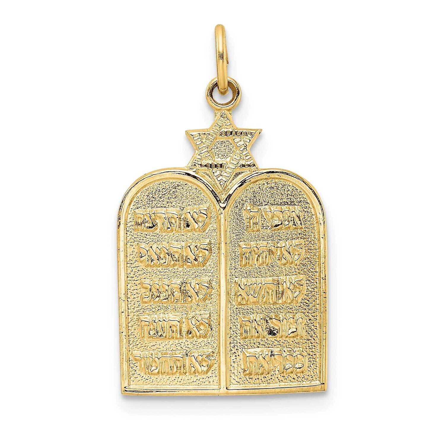 Solid Ten Commandments and Star Pendant 14k Gold Polished XR1983