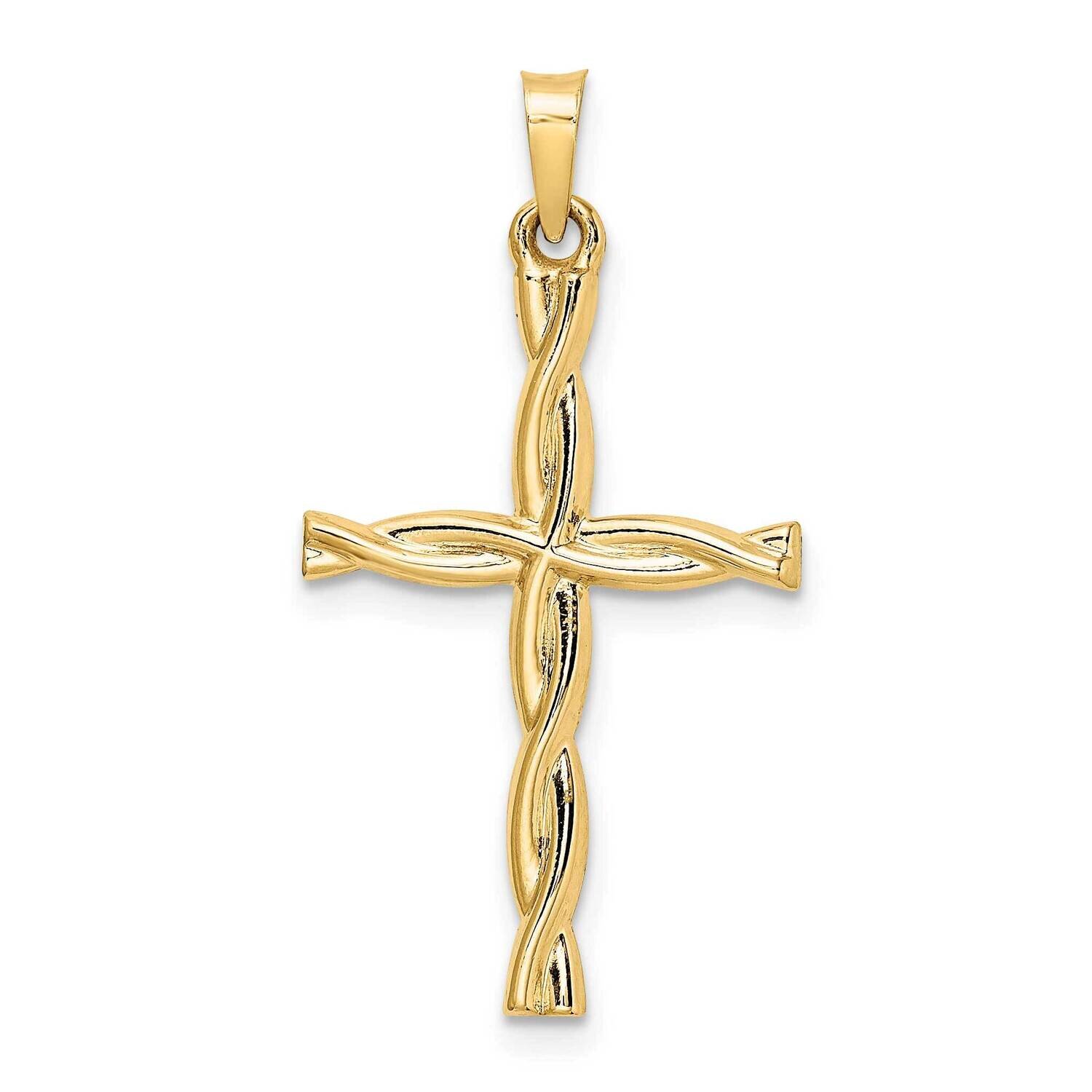 Hollow Twisted Cross Pendant 14k Gold Polished XR1986, MPN: XR1986,