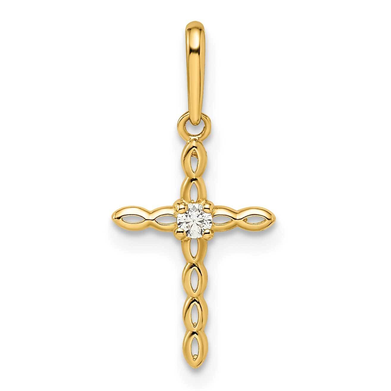 CZ Diamond Cross Pendant 14k Gold XR1988