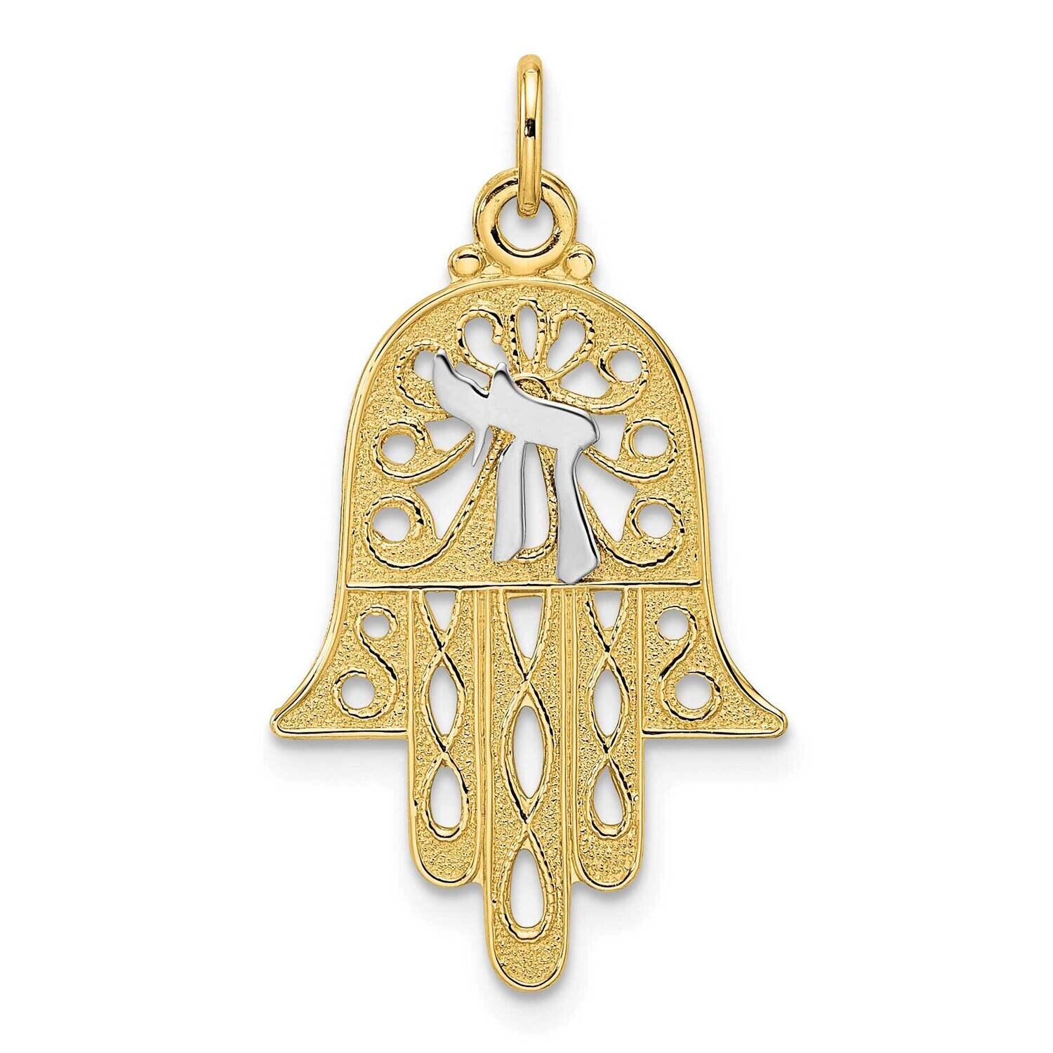 Solid Hamsa and Chai Symbol Pendant 14k Two-Tone Gold XR1991, MPN: XR1991, 196904081778