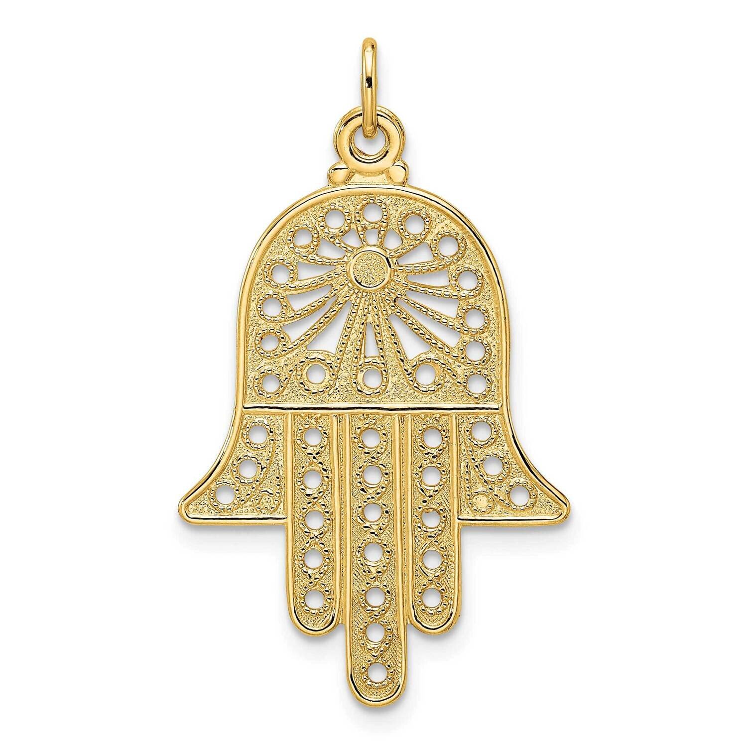 Solid Filigree Hamsa Pendant 14k Gold Polished XR1993, MPN: XR1993, 883957436593