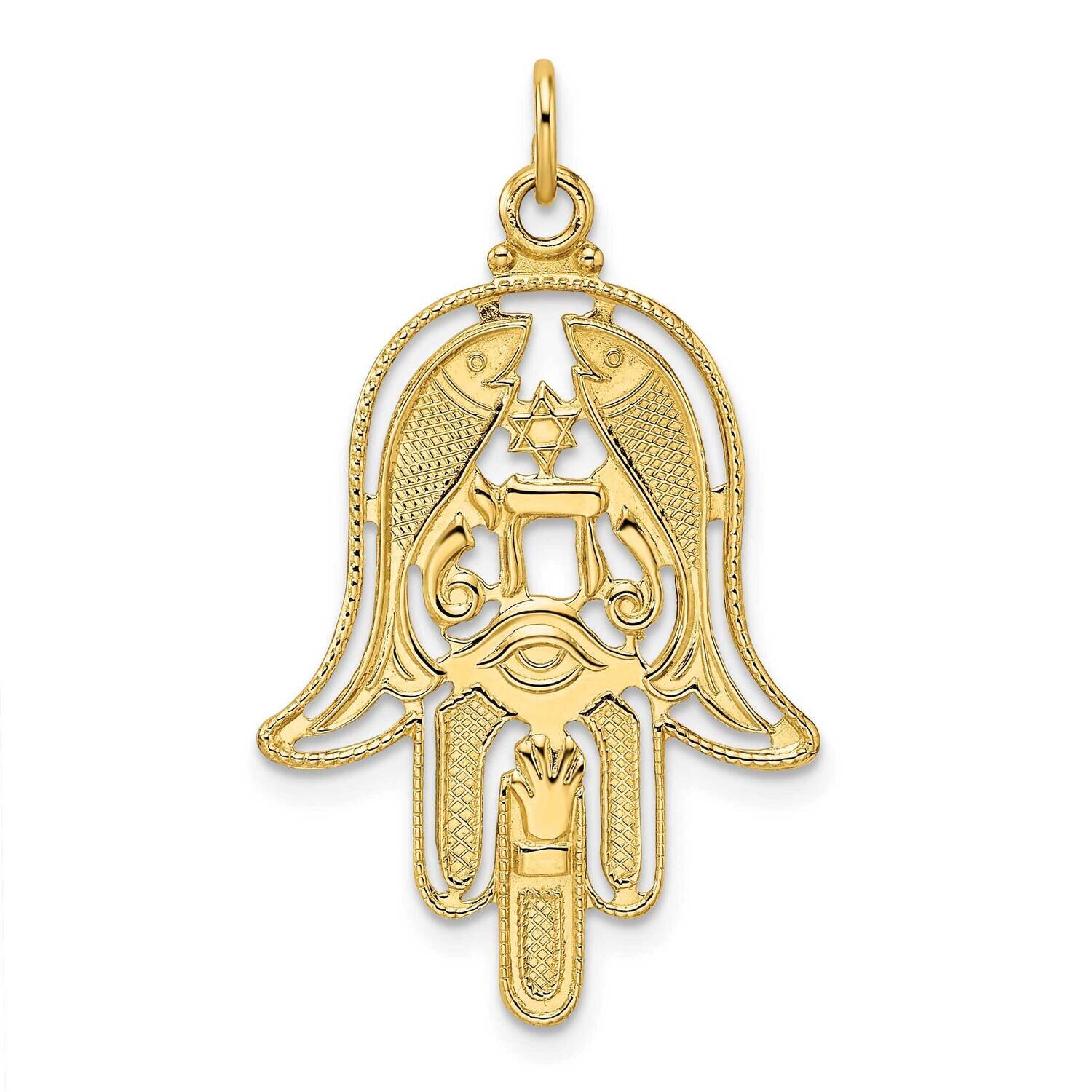 Textured Solid Hamsa Pendant 14k Gold Polished XR1995, MPN: XR1995, 196904069783