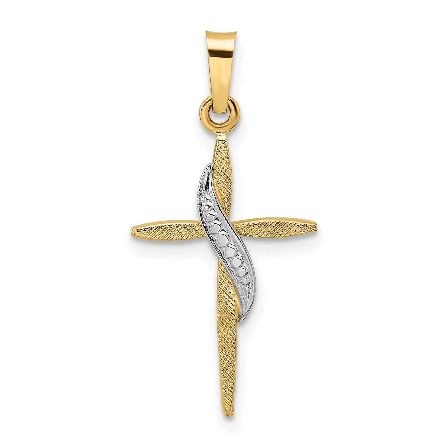 Satin Solid Methodist Cross Pendant 14k Two-Tone Gold Polished XR2006, MPN: XR2006, 196904094501