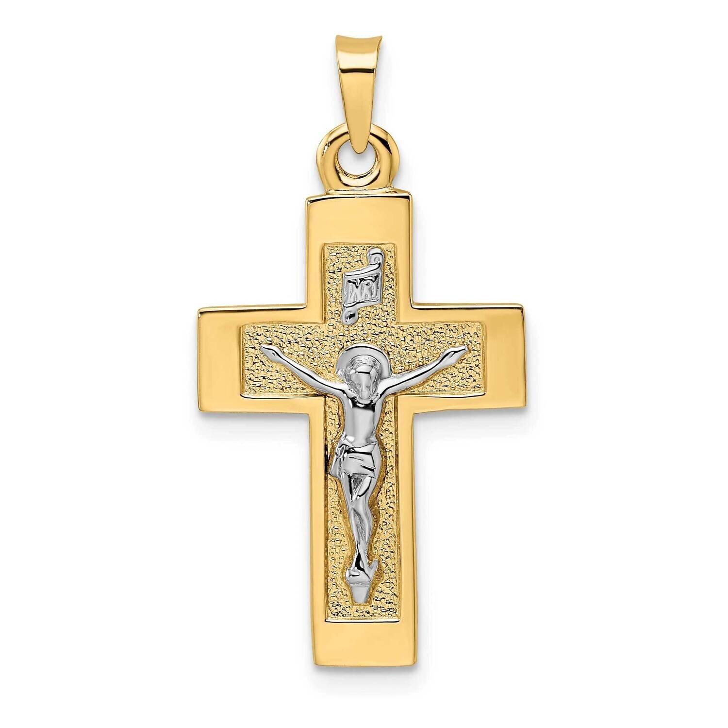 Solid Inri Crucifix Pendant 14k Two-Tone Gold Polished XR2038