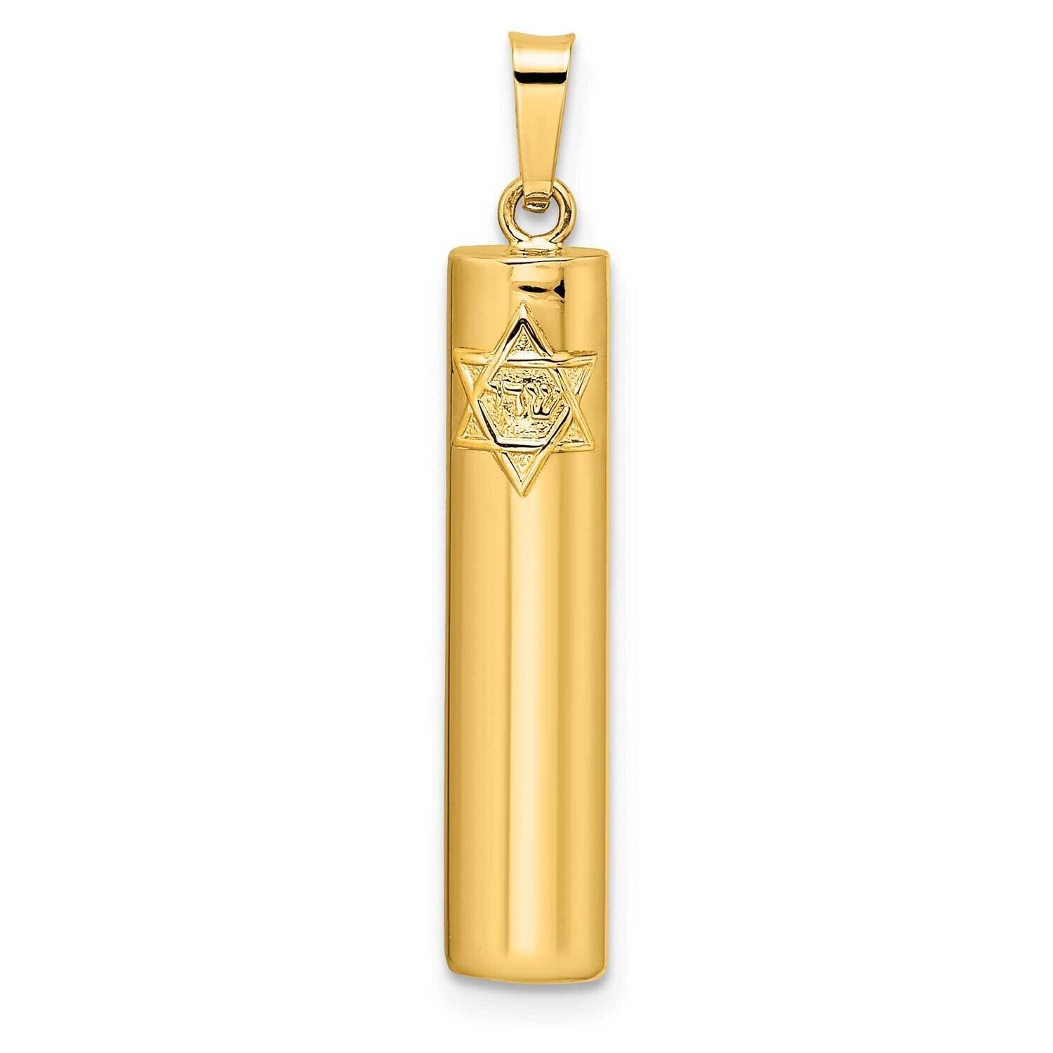 Hollow Mezuzah with Star of David Pendant 14k Gold Polished XR2039, MPN: XR2039, 196904071465