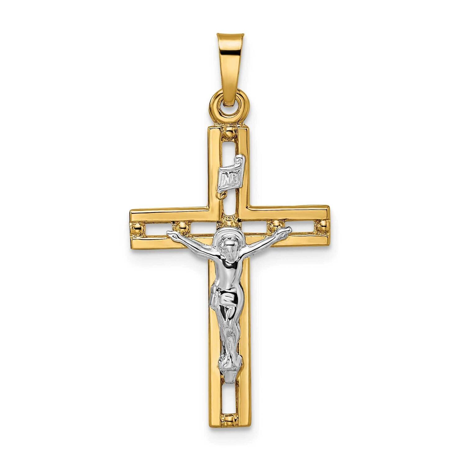 Solid Inri Crucifix Pendant 14k Two-Tone Gold Polished XR2044, MPN: XR2044, 191101086021