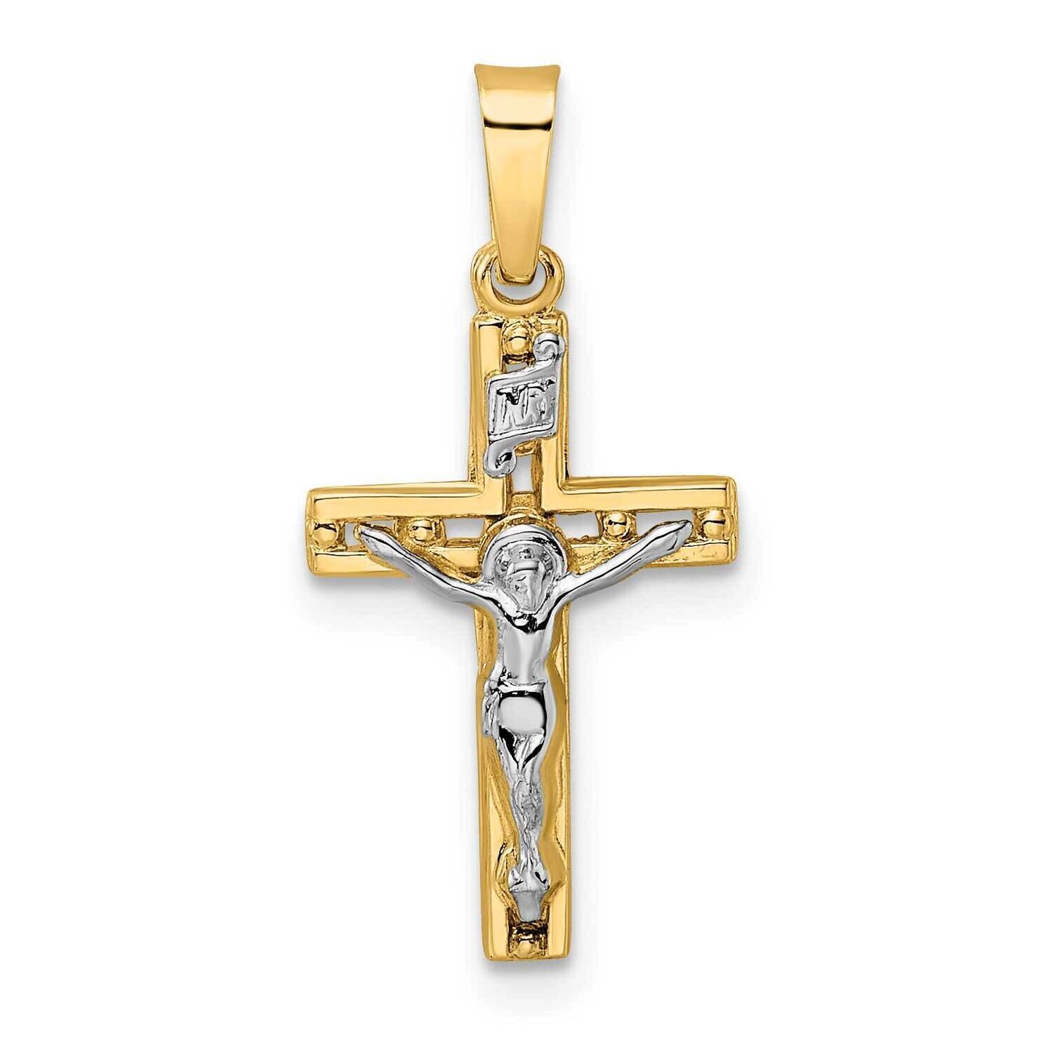 Solid Inri Crucifix Pendant 14k Two-Tone Gold Polished XR2048