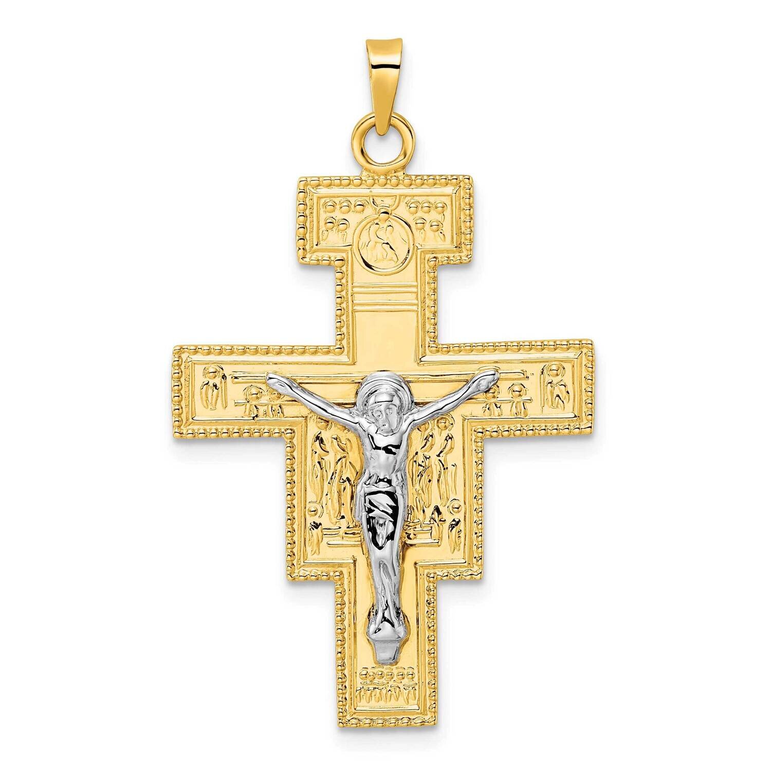 Fancy Solid Cross Pendant 14k Two-Tone Gold Polished XR2054, MPN: XR2054,