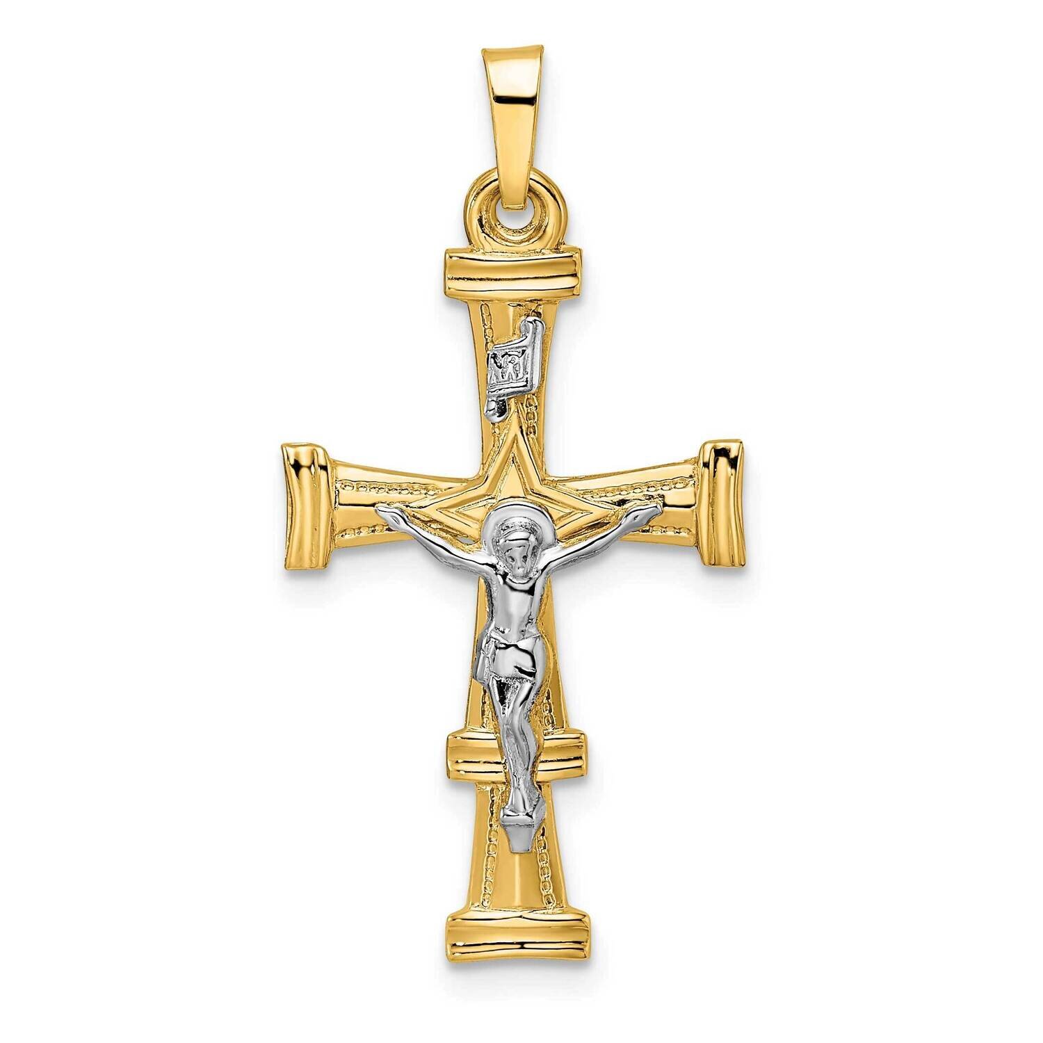 Solid Inri Crucifix Pendant 14k Two-Tone Gold Polished XR2057, MPN: XR2057,