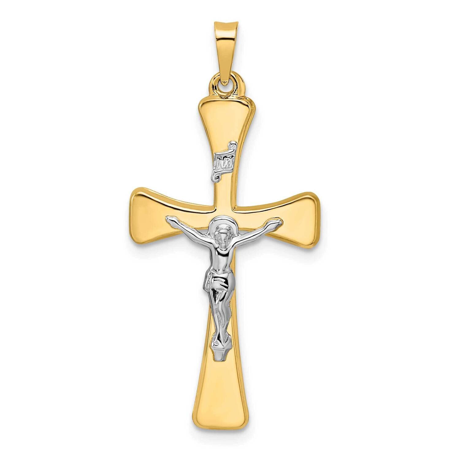 Hollow Inri Crucifix Cross Pendant 14k Two-Tone Gold Polished XR2058, MPN: XR2058,