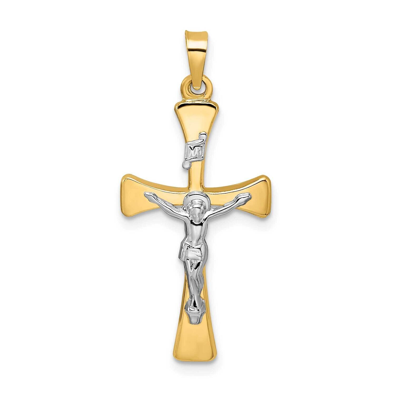 Hollow Inri Crucifix Cross Pendant 14k Two-Tone Gold Polished XR2059, MPN: XR2059,