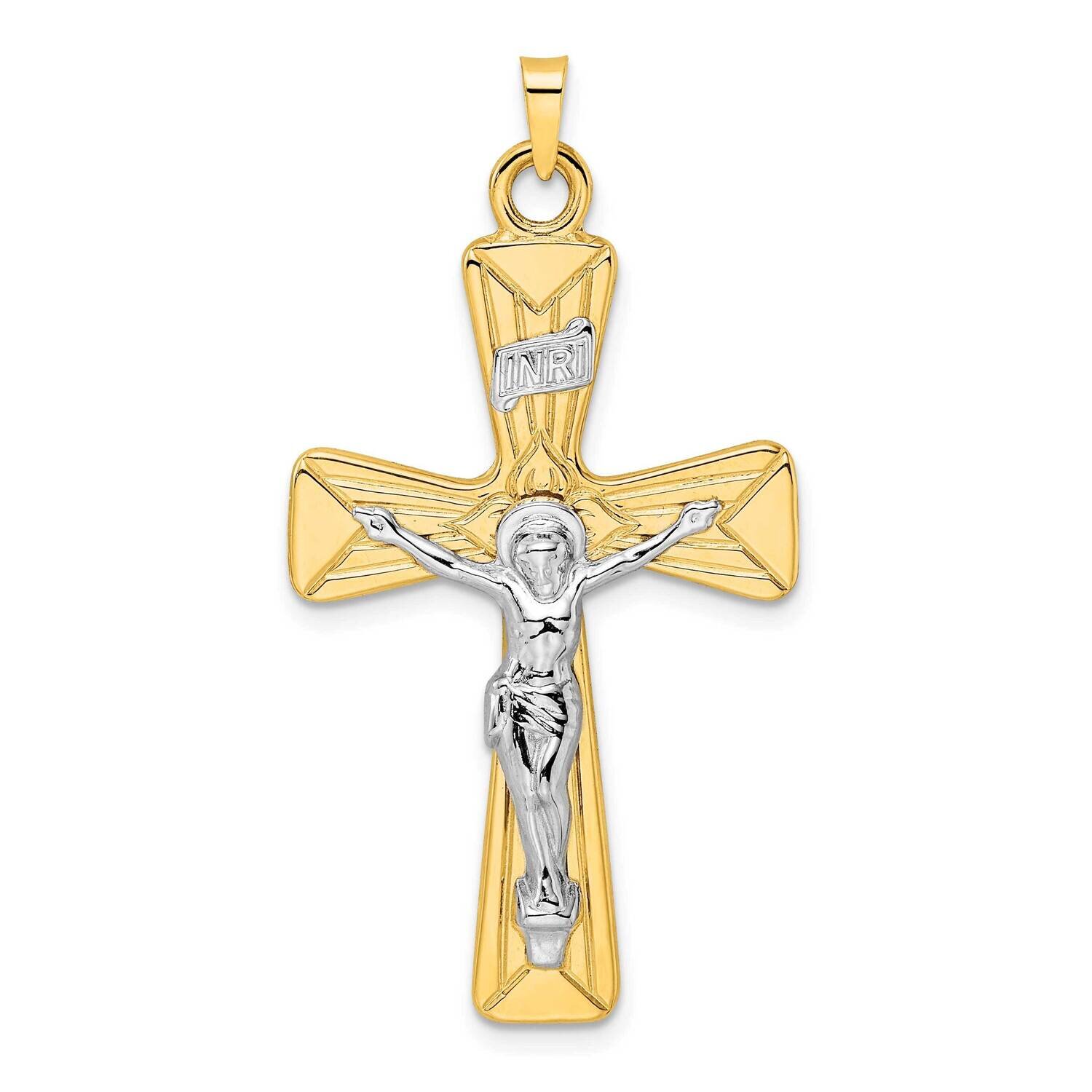 Solid Inri Curcifix Cross Pendant 14k Two-Tone Gold Polished XR2061, MPN: XR2061,