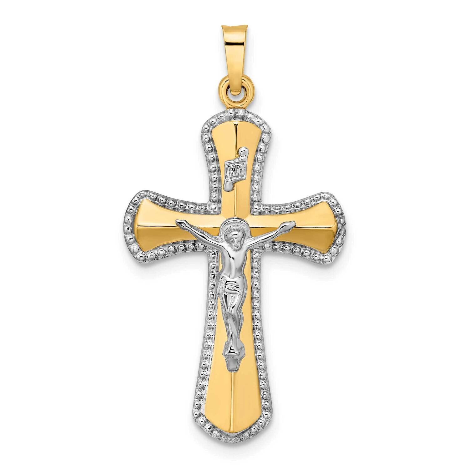 White Rhodium Hollow Inri Crucifix Pendant 14k Two-Tone Gold XR2062, MPN: XR2062, 883957437668