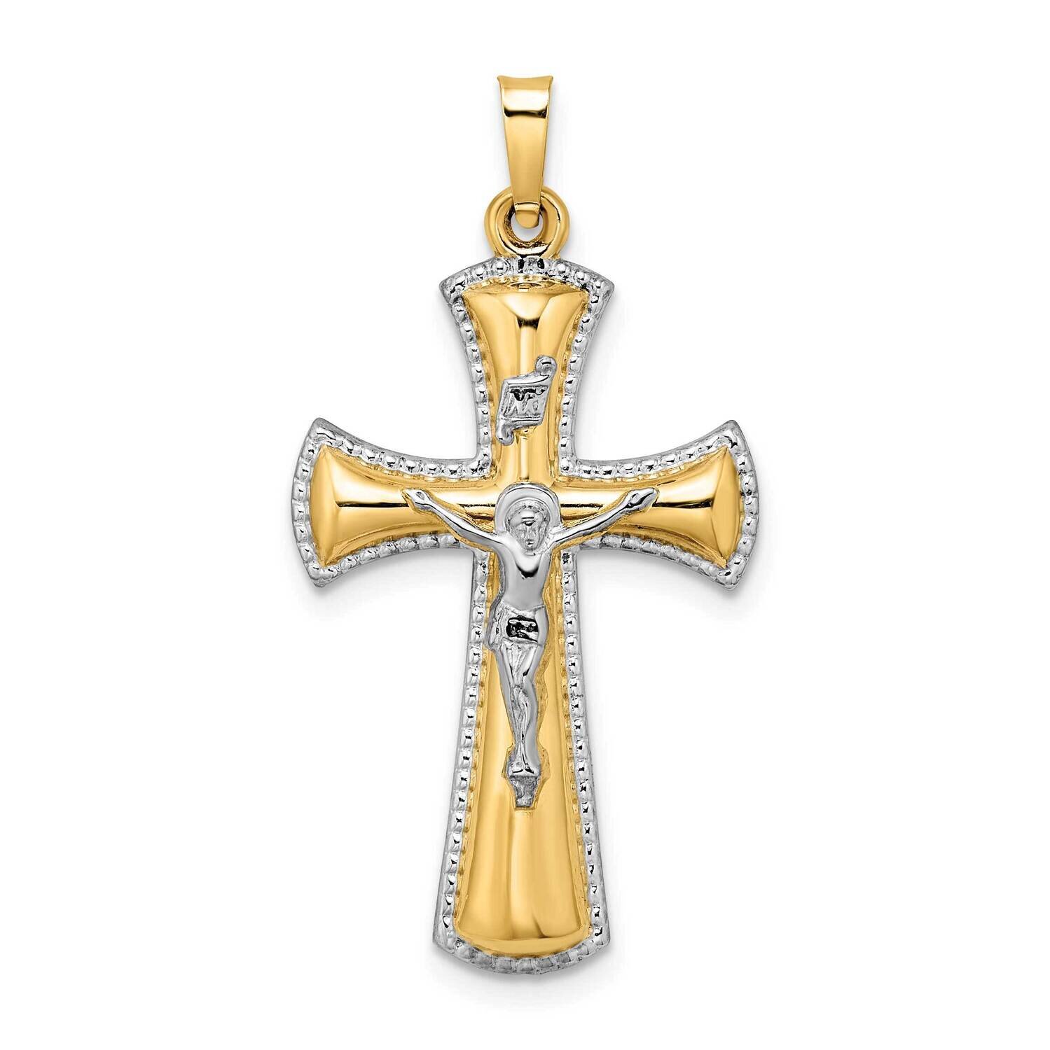 White Rhodium Hollow Inri Crucifix Pendant 14k Two-Tone Gold XR2063, MPN: XR2063,