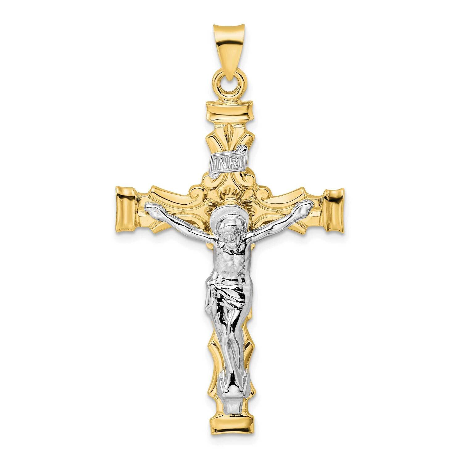 Solid Inri Crucifix Pendant 14k Two-Tone Gold XR2064