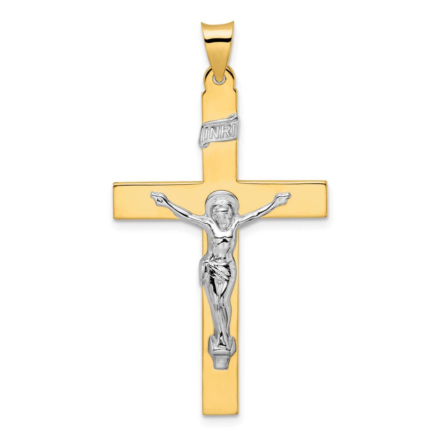 Solid Inri Crucifix Pendant 14k Two-Tone Gold Polished XR2073