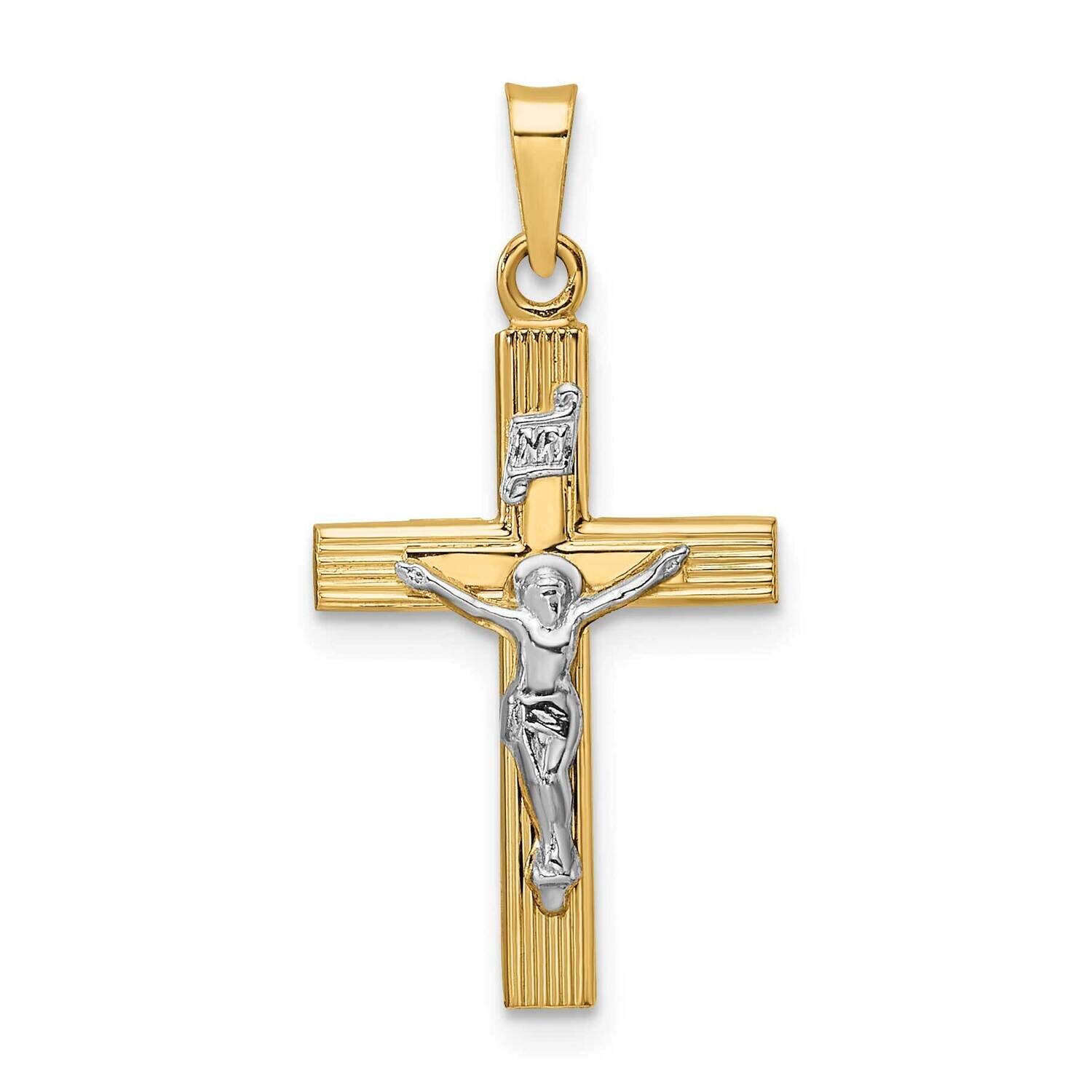Solid Inri Crucifix Pendant 14k Two-Tone Gold Polished XR2074