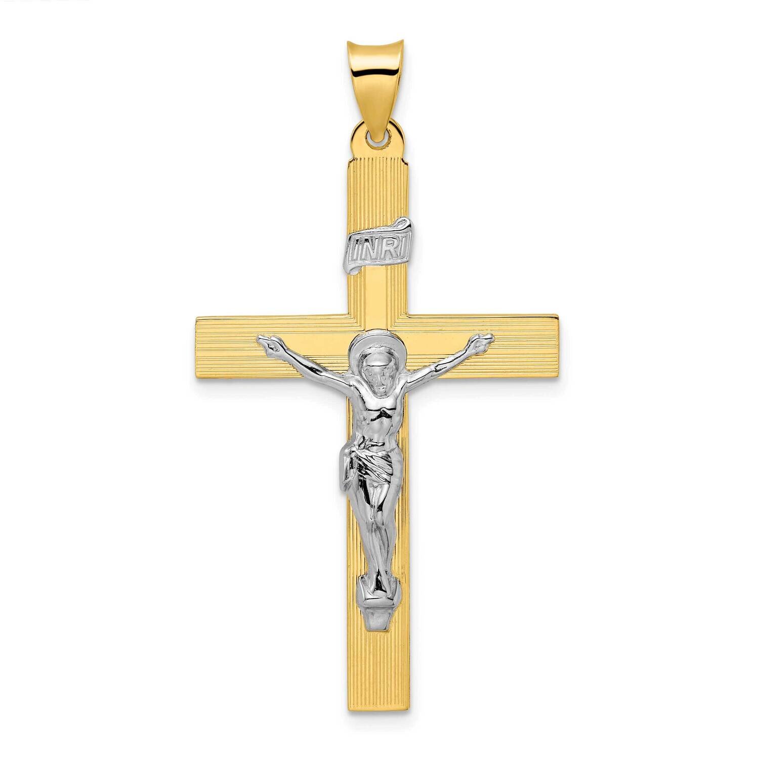 Solid Inri Curcifix Cross Pendant 14k Two-Tone Gold Polished XR2075, MPN: XR2075, 196904169797