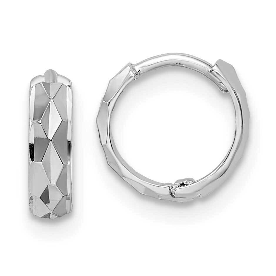 Diamond-Cut Hinged Hoop Earrings 14k White Gold XY1260W