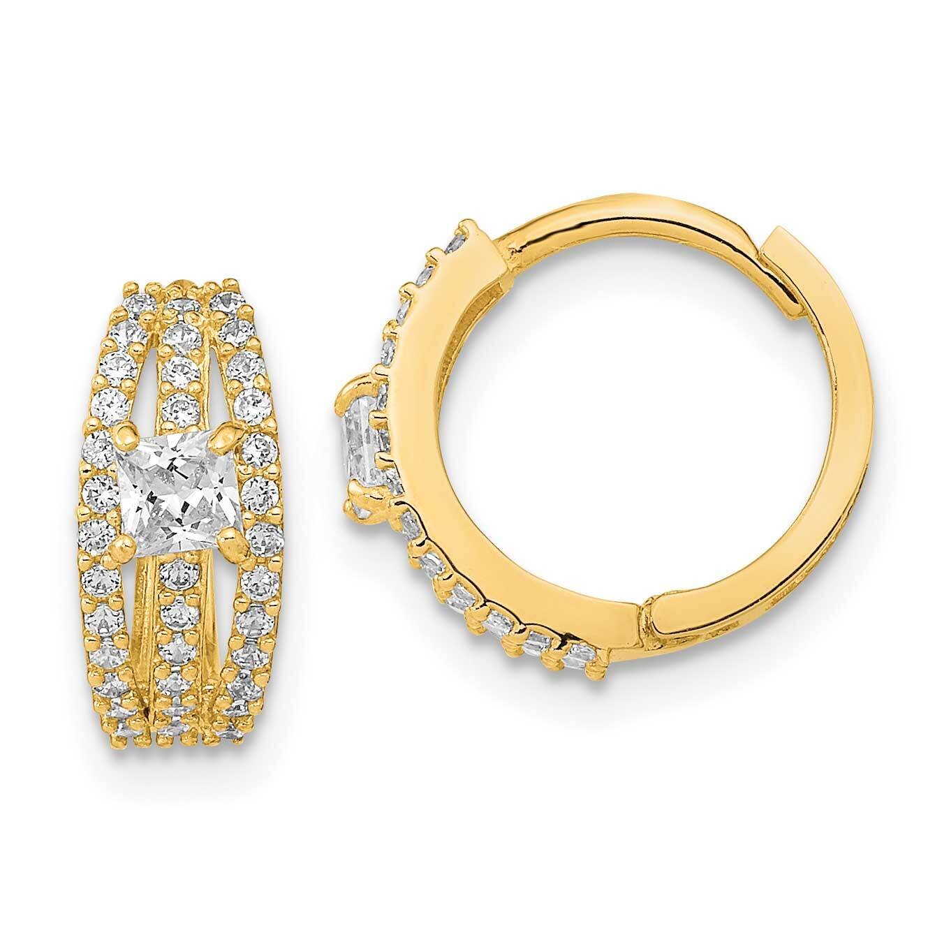 Fancy CZ Diamond Hoop Earrings 14k Gold Polished XY1262, MPN: XY1262, 191101799822