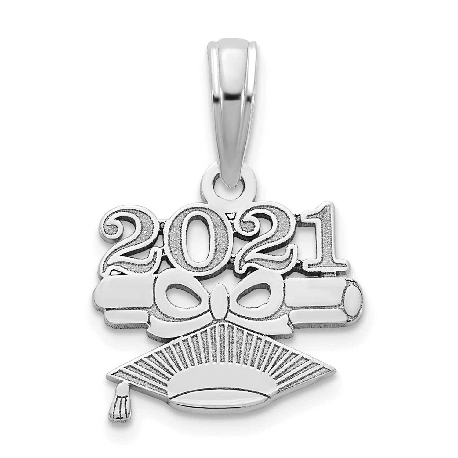 2021-Diploma and Graduation Cap Charm 14k White Gold YC1456W