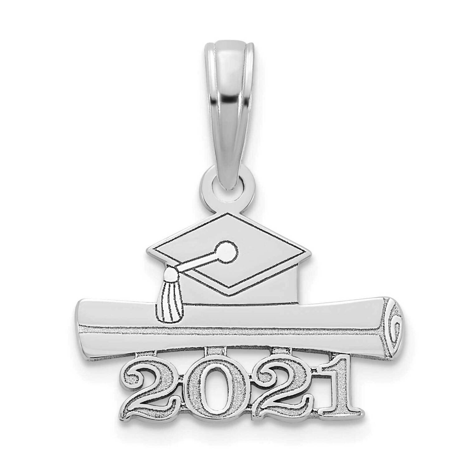 2021 Graduation Cap and Diploma Charm 14k White Gold YC1457W